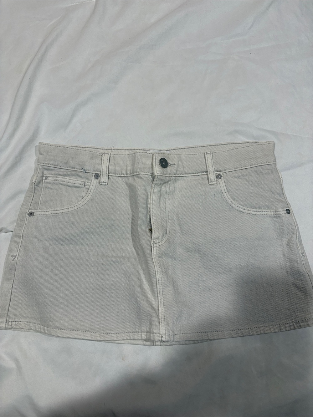 Abrand Low Rise Off-white/ Tan Denim Mini Skirt